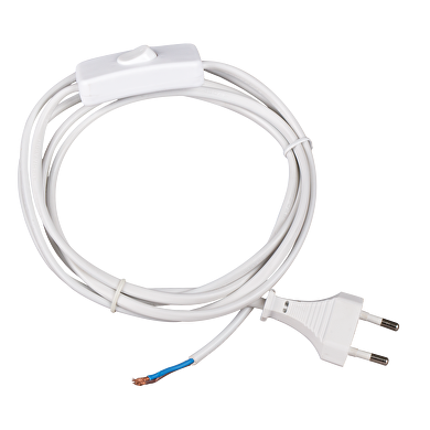 Cable de alimentación con enchufe e interruptor, blanco