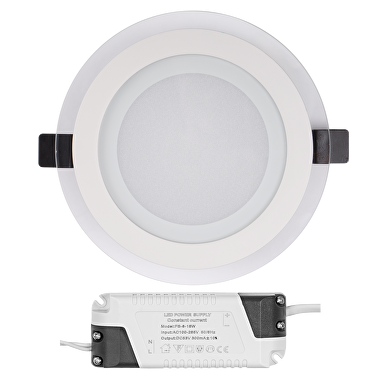 LED Glas Einbaupanel, Kreis, 12W, 4200K, 220-240V AC, neutrales Licht