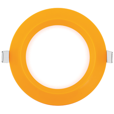 LED panel for building-in, round,  orange frame, 6W, 2700K, 220V-240V AC