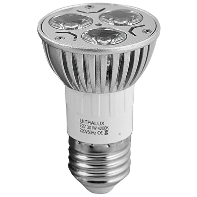 LED лампа луничка 3х1W, E27, 4200K, 220-240V AC, неутрална светлина