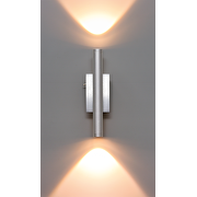 LED wall lighting fixture 2x3W, 3000K, 220-240V АC, satin nickel, IP65