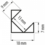 Profilé en aluminium pour bande LED, d'angle, avec bord, encastrable, 2m