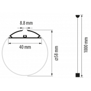 Aluminium profile for LED flexible strip, cylinder Ø60mm, 2 m