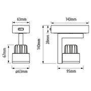 Led spot skinne, 5W, 2700 / 4200K, 220V, Grafit