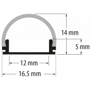 Aluminium profile for LED flexible strip, narrow, shallow, 2m