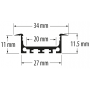 Aluminium profile for LED flexible strip, wide, shallow, 2m