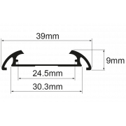 Aluminium profile for LED flexible strip for surface mounting, wide, 2m