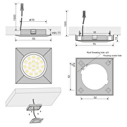 Lune de meuble LED encastrable  / installation extérieure 1.5W, 4000K, 12V DC, chrome