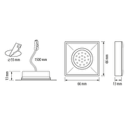 LED reflektor za namještaj ugradbeni/nadgradni, 1.5W, 4000K, 12V DC, krom