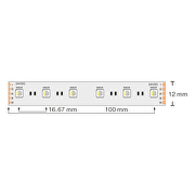 Proff. LED Bånd/Strips, RGB+neutral hvid, 19,2 W/m, 24V DC, 60 Led/m, 5 m/rulle, IP20