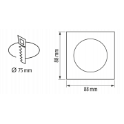 Ugradbeni reflektor (kućište), kvadratni, bijeli, fiksni, IP20