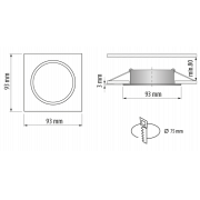 Cornice downlight da soffitto da incasso 2xGU10, rotonda, mobile, bianca, IP20