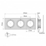 Ceiling downlight frame for building-in 3xGU10, moveable, white, IP20