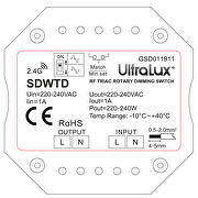 RF TRIAC dimmable wall switch 350VA, 1.5A, 220-240V AC