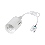 Plastic lamp socket E27, smooth, white with 20 cm. cable, package of 50 pcs.
