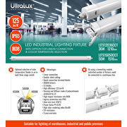 Λεπτό βιομηχανικό φωτιστικό LED CCT PC, 1,20m, 36W, 220V-240V AC, IP65