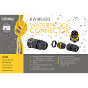 Waterproof M20 connector, 4 pins, 16А, IP68, 1 pc.