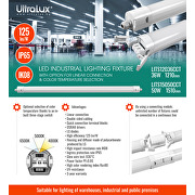 Λεπτό βιομηχανικό φωτιστικό LED CCT PC, 1,50m, 50W, 220V-240V AC, IP65