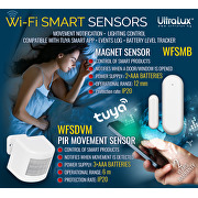 Wi-Fi SMART Sensore di movimento sottile per montaggio a superficie, 110°, 6m, IP20