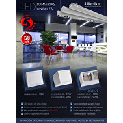 LED luminaria lineal para empotrar, 1,2m, 40W,4800lm, 4200K, 220-240VAC, IP20,color blanco