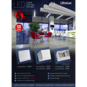 Appareil d'éclairage linéaire LED encastrable, cadre blanc, 1.2м, 40W, 4200K, 220-240VAC, IP20