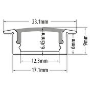 Profilé en aluminium pour bande LED, encastrable, peu profond, 2 m