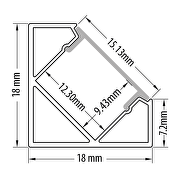 Profilé en aluminium pour bande LED, d'angle, avec bord, encastrable, 2m