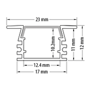 Aluminium profile for LED flexible strip, deep surface, 2m