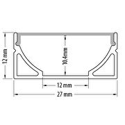 Profilé en aluminium pour bande LED pour installation extérieure, large, peu profond, 2m