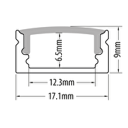 Aluminium profile for LED flexible strip, shallow, 2m