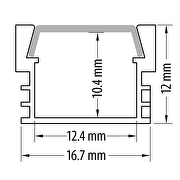 Aluminium profile for LED flexible strip, deep surface, 2m