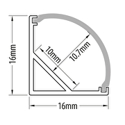 Nadgradni aluminijski profil za LED traku, kutni, 2 m