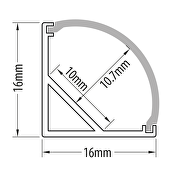 Nadgradni aluminijski profil za LED traku, kutni, 3 m