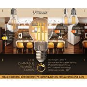 Lampe ampoule filament LED, à gradation 8W, E27, 4200K, 220-240V AC, lumière chaude
