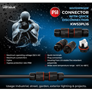 Quick disconnect waterproof connector L16, 3 pins, 16A, IP68, 1 pc.