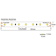 Professional LED strip 7.2W/m, 2700K, 24V DC, 70 LED/m, SMD2835, IP20