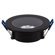 Ceiling downlight frame, round, black, fixed, IP44, aluminium and glass