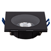 Cornice downlight da soffitto, quadrata, nera, fissa, IP44, alluminio e vetro