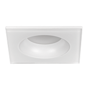 Ceiling downlight frame, square, white, fixed, IP44, aluminium and glass