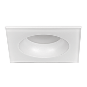 Cornice downlight da soffitto, quadrata, bianca, fissa, IP44, alluminio e vetro