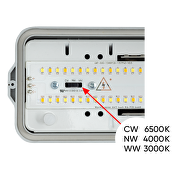 Βιομηχανικό φωτιστικό LED CCT PC, 0.60m, 18W max, 220V-240V AC, IP66