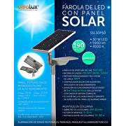 Farola de LED con panel solar 30W,5700lm, 4000K, IP66