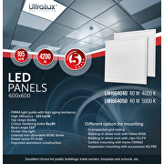Panneau LED haute efficacité, 600x600 mm, 40W, 5000K, 220-240V AC, SMD2835