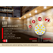 Lampe LED 1.5W, G4, 3000K, 12V DC, lumière chaude, SMD2835, 1 pc. / blister