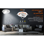 Downlight de LED de empotrar,móvil, 7W, 3000K/4200K/6500K(CCT), 220-240V AC, IP20