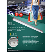Lampada lineare a LED CCT, 1.20m, 36W, 220V-240V AC, IP20
