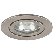 Ceiling downlight frame, round, GU10, fixed, satin nickel, aluminium, IP44