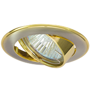 Cornice downlight da soffitto, rotonda, GU10, mobile, nichel satinato/oro, alluminio, IP20