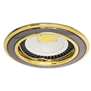 Cornice downlight da soffitto, rotonda, GU10, fissa, grafite/oro, alluminio, IP20