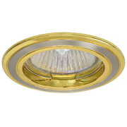 Ceiling downlight frame, round, GU10, fixed, satin nickel/gold, aluminium, IP20